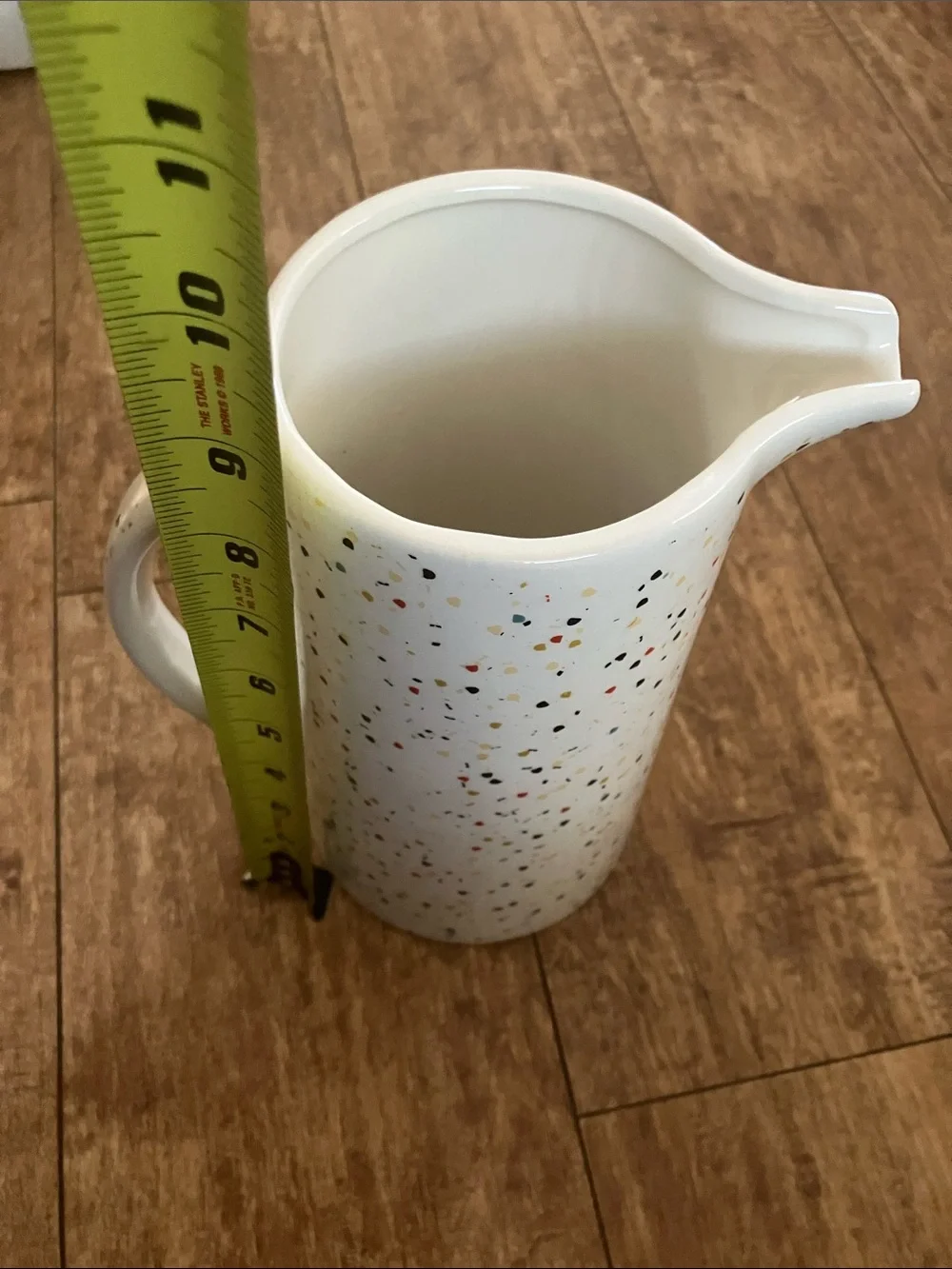 Fall Speckled White Ceramic Pitcher with Multicolor Confetti